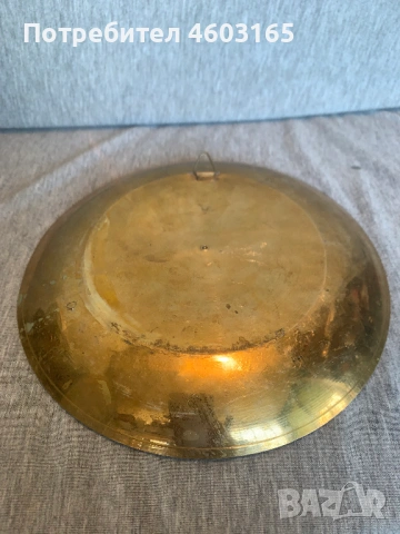 Месингова чиния за стена с пауни, снимка 6 - Антикварни и старинни предмети - 53758192