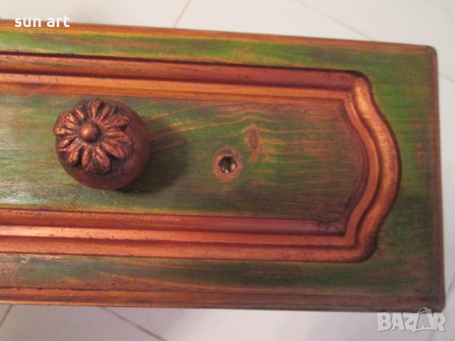 дървена арт закачалка зелена-80см, снимка 3 - Закачалки - 39470654