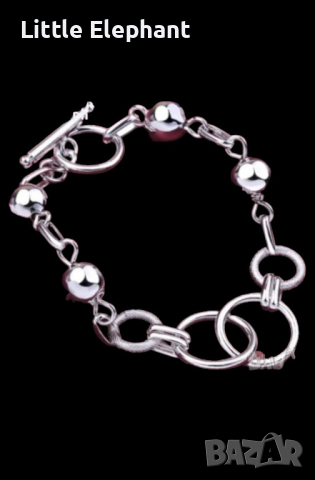 Сребърна гривна масивен модел,кръгове и топчета,колекция"Wedding jewery"/нова