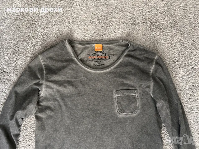 BOSS Orange (модел Toulon) в измит сив цвят L
, снимка 3 - Блузи - 56145341