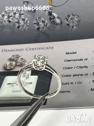 Златен пръстен 18К бяло злато с диаманти – елегантност с характер, снимка 8 - Пръстени - 53656209