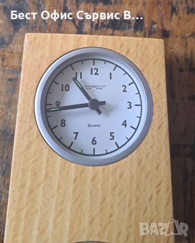 часовник Марксман Marksman за бюро аналогов кварцов дървен отпред , снимка 3 - Други - 52485408