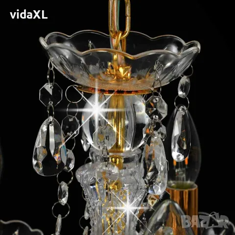 vidaXL Полилей с кристали, златист, кръгъл, 5 х Е14, снимка 6 - Полилеи - 56146463