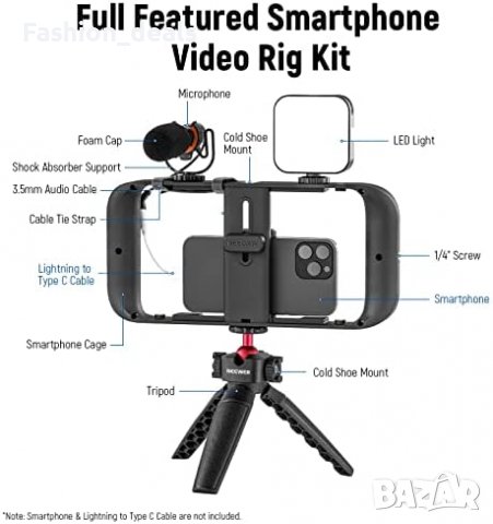 Нов стабилизатор за телефон Настолен статив LED светлина за видео влог, снимка 2 - Селфи стикове, аксесоари - 40167969
