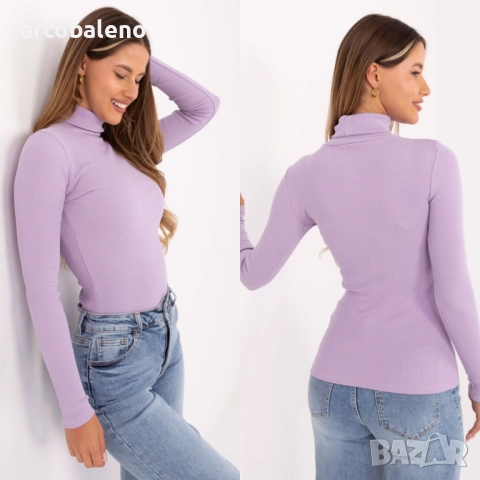 Дамска блуза с оребрена яка Elisee, 5цвята , снимка 10 - Блузи с дълъг ръкав и пуловери - 52370609