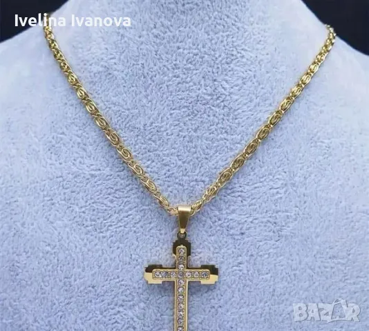 Страхотен мъжки ланец с кръст, снимка 1