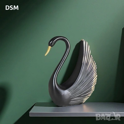 Нова Статуетка Лебед - Фигура за Декорация бял или черен -20см, снимка 3 - Статуетки - 53423930