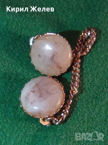 СТАРА ВИНТИДЖ СКЪПОЦЕННА БРОНЗОВА ПОЗЛАТЕНА с МАРКИРОВКИ ЗАКОПЧАКА КЛИПС за ШАЛ ЕЛЕК с ОПАЛ 20169