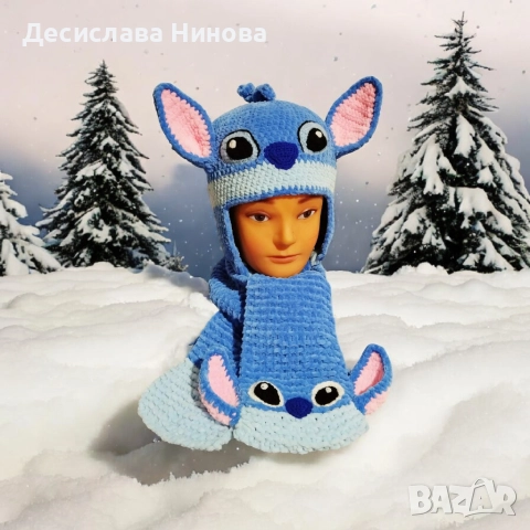 Шапка "Стич"-ръчна изработка, снимка 4 - Шапки, шалове и ръкавици - 52790546