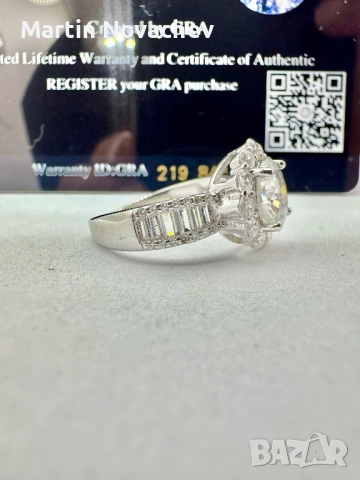 Сребърен пръстен с мойсанит (Диамант) 2 карата, снимка 7 - Пръстени - 52252905