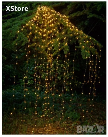 Декоративен сноп от 200 LED светлини, 100-240 V с щепсел, топло бяла светлина, снимка 7 - Лед осветление - 52440462