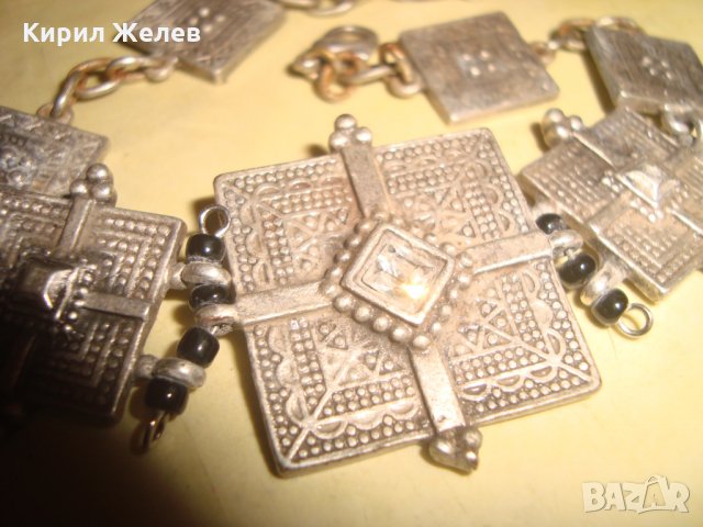 СТАРА ВИНТИДЖ ПОСРЕБРЕНА ОРНАМЕНТИРАНА ГРИВНА с ФАСЕТИРАН ЦЕНЕН ЦИРКОН 23458, снимка 9 - Гривни - 33792374