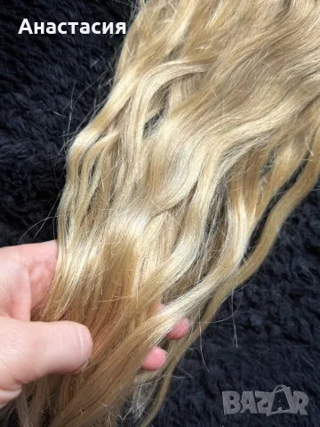 Екстеншън на щипки естествено русо, снимка 2 - Аксесоари за коса - 48614175