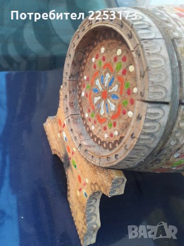 Старо пирографирано буре на стойка, снимка 4 - Декорация за дома - 35796894