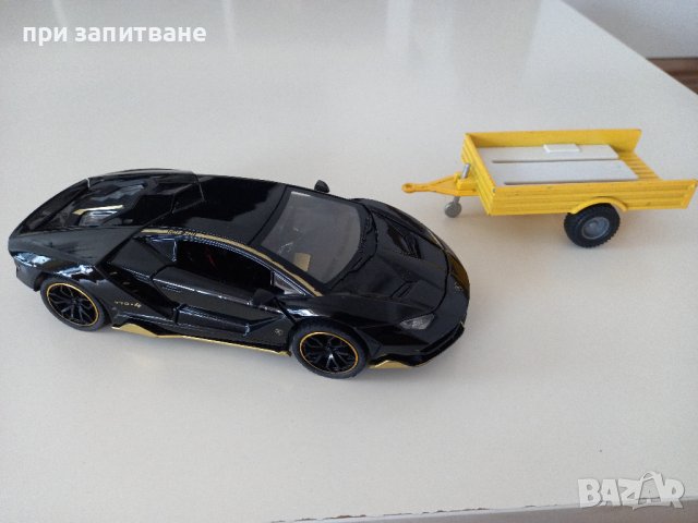 Метални 1:24 Lamborghini и ремарке Welly, снимка 1 - Колекции - 41564012