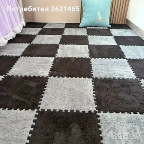 Велурен мек килим - пъзел , комплект от 12 части, за под на детска стая, 30х30 см, снимка 13 - Други - 49169946