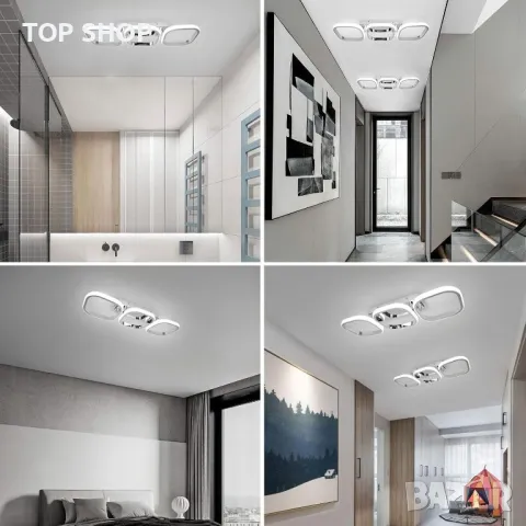 Модерна LED таванна лампа EIDISUNY, 3 квадрата LED, 33W студена бяла светлина (сребриста), снимка 6 - Лед осветление - 49509154