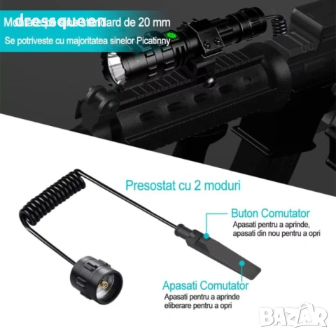 4845 Професионален ловен комплект: Мощен фенер със сменяеми филтри, дистанционен спусък и куфар, снимка 5 - Прожектори - 53664158