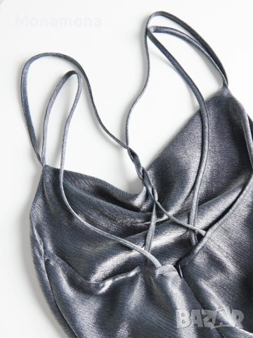 РАЗПРОДАЖБА - Сребриста къса рокля с гол гръб, снимка 5 - Рокли - 41963599