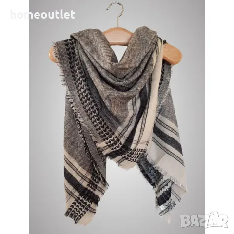 ПРОМОЦИЯ Мек и комфортен шал с квадратна форма в неутрални цветове (унисекс), снимка 4 - Шалове - 48101963