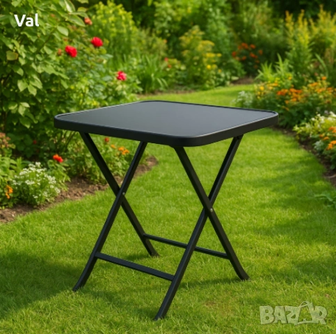 Сгъваема маса Muhler, със стъклен плот, снимка 3 - Маси - 53643218