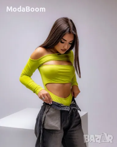 Зелено дамско боди, снимка 2 - Потници - 48008867