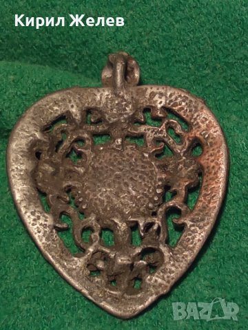 СТАРО БРОНЗОВО с ЕМАЙЛ УКРАШЕНИЕ СЪРЦЕВИДНО 4955, снимка 2 - Антикварни и старинни предмети - 29572508