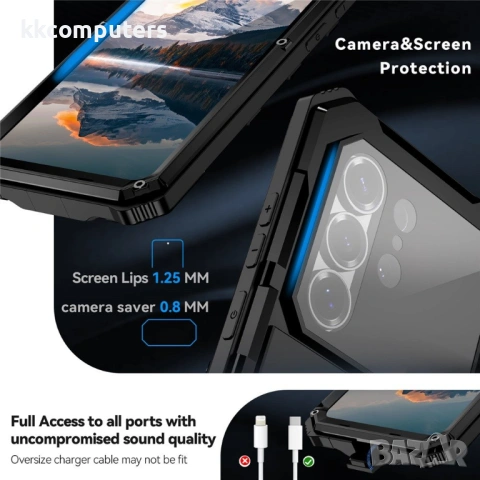 R-JUST удароустойчив влагоустойчив калъф с метална стойка и протектор за Samsung Galaxy S26 Ultra, снимка 8 - Калъфи, кейсове - 53705485