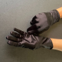 Елегантни къси черни сатенени ръкавици 23 см 7053, снимка 7