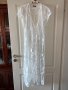 Нова ефирна плажна бяла памучна памук дантелена наметка плажна дълга риза кафтан плажна дълга рокля, снимка 3