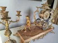 КАМИНЕН ЧАСОВНИК БРОНЗ И МРАМОР СЪС СВЕЩНИЦИ , снимка 5
