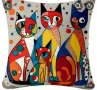 Плюшена Калъфка за Възглавница с принт на цветни котки, снимка 2