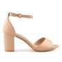 Нови бежови дамски сандали на ток 38 размер стелка естествена кожа, снимка 1 - Дамски обувки на ток - 41430115