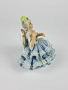 Порцеланова балерина със синя рокля, седнала на стол - Sandizell, Dresden, снимка 4