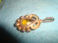СТАР БРОНЗОВ ПОЗЛАТЕН СКЪПОЦЕНЕН АРТ ДЕКО ПЕНДАНТ с КАМЪНИ ЦИТРИН РЕТРО БИЖУ МЕДАЛЬОН 71351, снимка 7