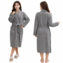Дамски хотелски халат, класически, удобен, топъл, с връзки, мек, сив, снимка 5