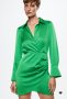 Дамска зелена сатенена рокля Mango, снимка 1 - Рокли - 40973315