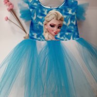 Рокля Елза синя и розова, снимка 1 - Бебешки рокли - 41893545