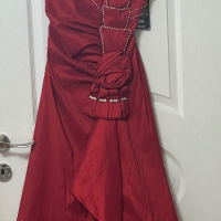 Нова дълга официална червена рокля размер S, снимка 3 - Рокли - 44647744