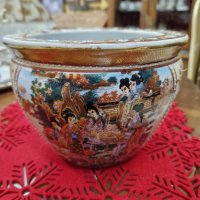 Страхотна много красива антикварна колекционерска японска порцеланова купа кашпа Satsuma , снимка 4 - Декорация за дома - 42480135