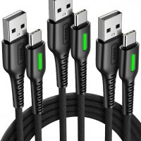 3.1A QC USB Type C кабел 0,5 и 3 метра с подсветка бързо зареждане, снимка 1 - USB кабели - 35776444