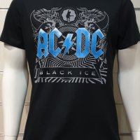 Нова мъжка тениска с дигитален печат на музикалната група AC/DC - Black Ice със син надпис , снимка 7 - Тениски - 34833977