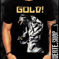 Черна тениска с щампа TIGER GOLD, снимка 1 - Тениски - 42014333