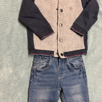 Комплект дънки с жилетка ZARA , 86-92, снимка 3 - Комплекти за бебе - 44708683