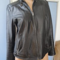 Стилно черно кожено дамско яке, естествена кожа, дамско палто, сако, дамска връхна дреха, манто, снимка 2 - Якета - 35973796