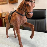 Стара кожена фигура на кон. №4477, снимка 5 - Колекции - 42012666