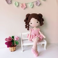 Плетени играчки, кукла балерина, подарък за момиче, ръчна изработка, снимка 3 - Кукли - 38972226