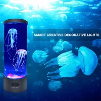Настолна LED нощна лампа аквариум с медузи., снимка 6 - Лед осветление - 42619536