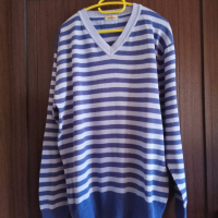 Мъжка блуза синьо рае с осто деколте, снимка 1 - Блузи - 44804157