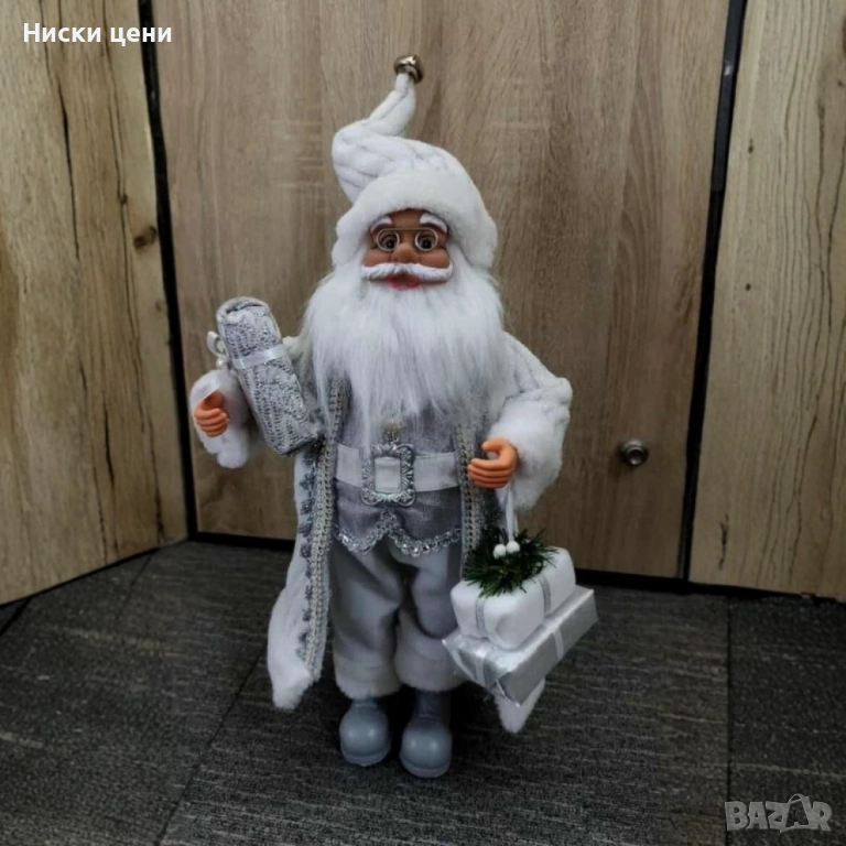 Дядо Коледа в сребристо – празнична фигура, която носи магия и уют у дома (50 / 70 / 90 см), снимка 1